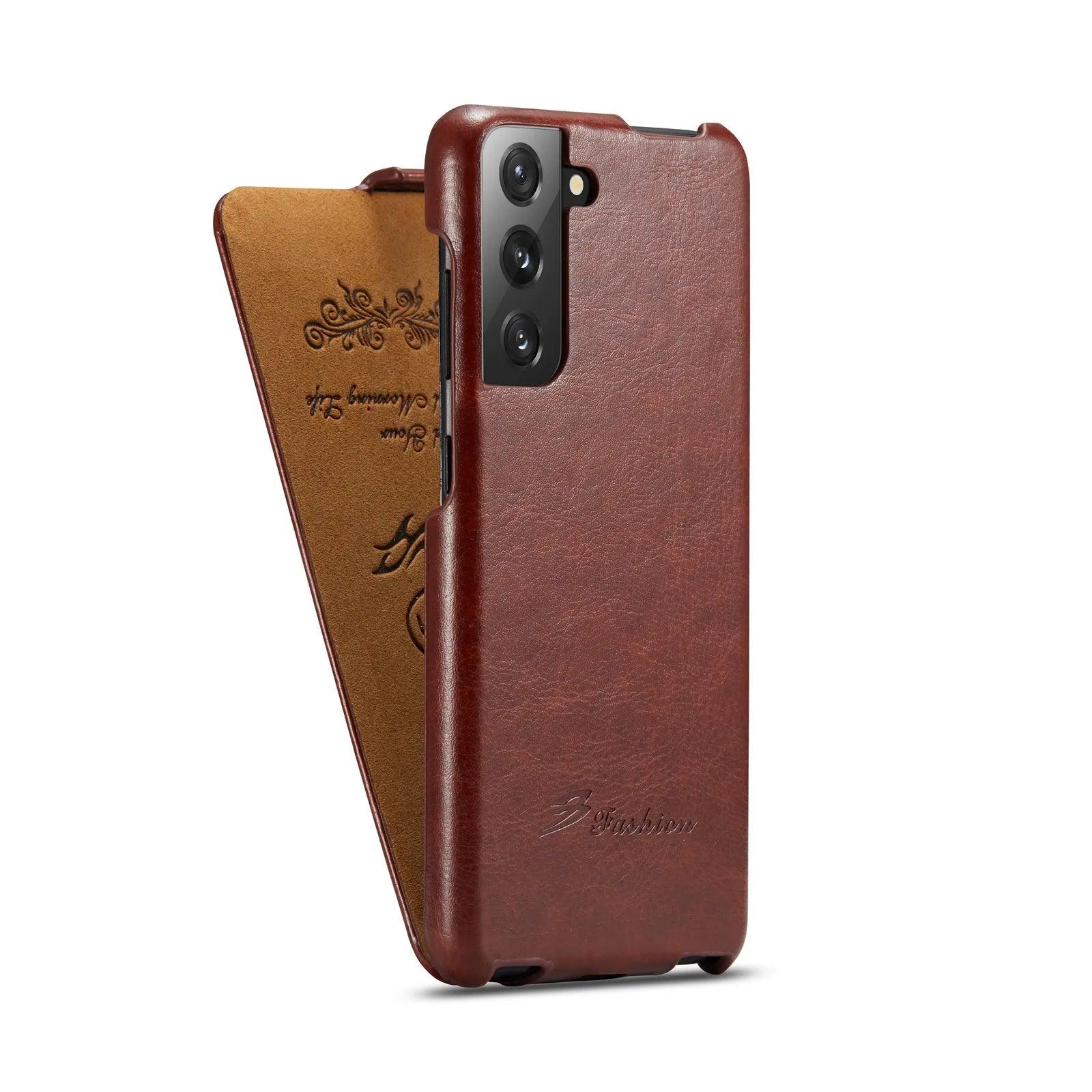 Galaxy S24 Ultra Vertical Flip Vegan Leather Case