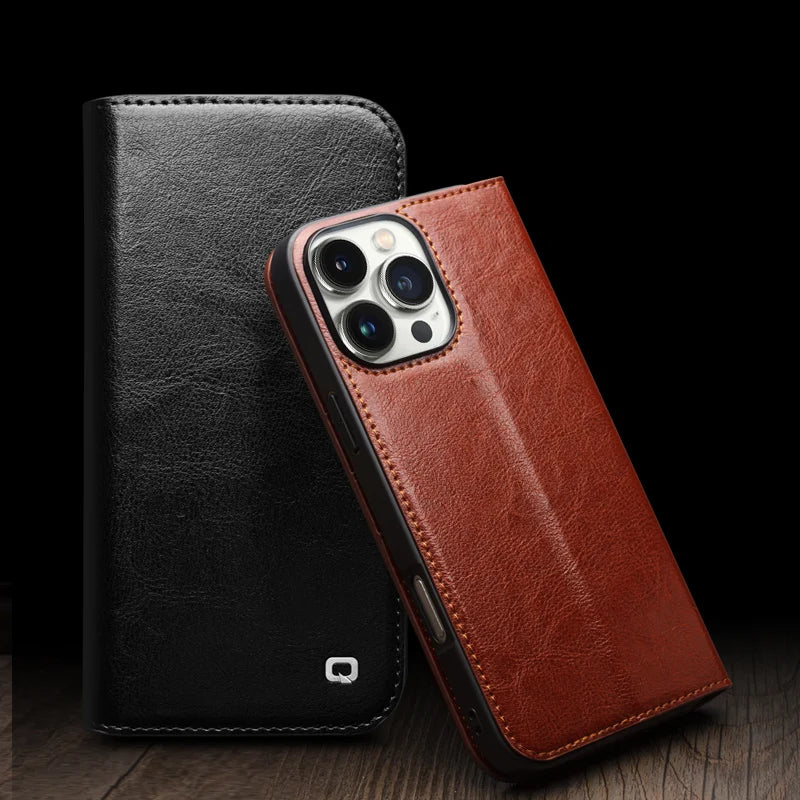 QIALINO iPhone 16 Genuine Leather Case