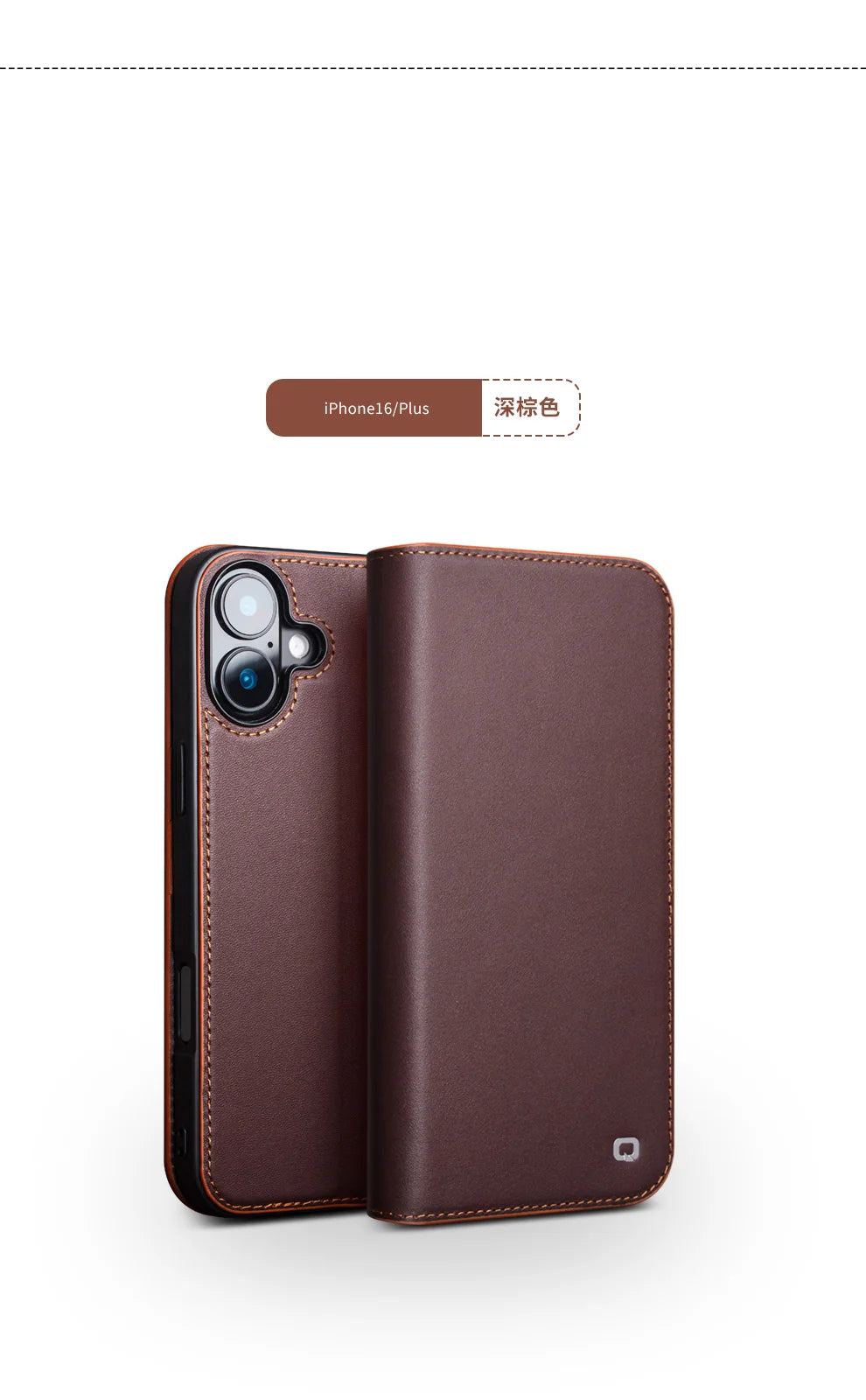 QIALINO Handmade iPhone 16 Genuine Leather Wallet