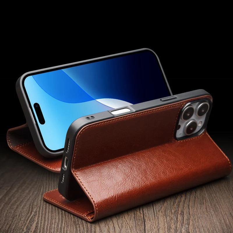 QIALINO iPhone 16 Genuine Leather Case