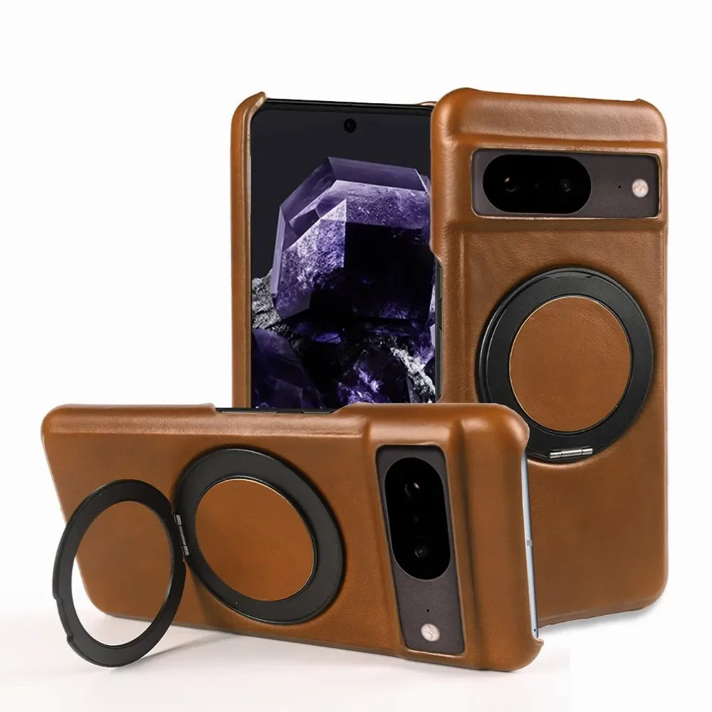 Google Pixel 9 Luxury 360° Rotating Magnetic Leather Case