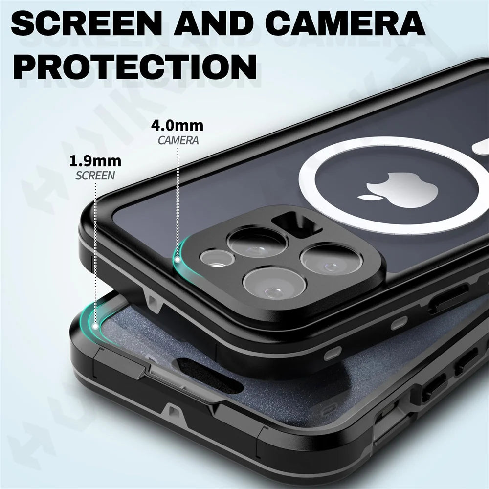 iPhone 16 Plus IP68 Protective Waterproof Magnetic Case