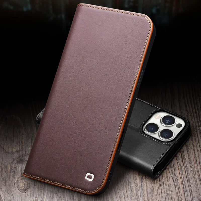 QIALINO Handmade iPhone 16 Pro Genuine Leather Wallet