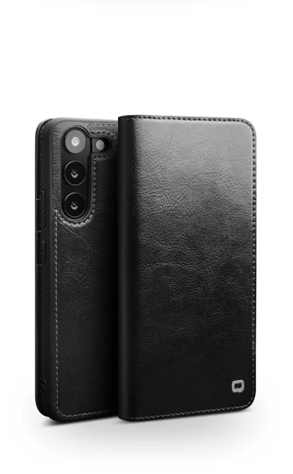 Galaxy S25 Qialino Glossy Genuine Leather Card Slots Retro Wallet