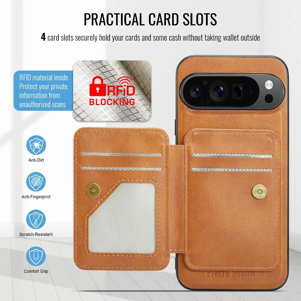 Pixel 9 Pro XL Vegan Leather Detachable RFID Blocking Card Case