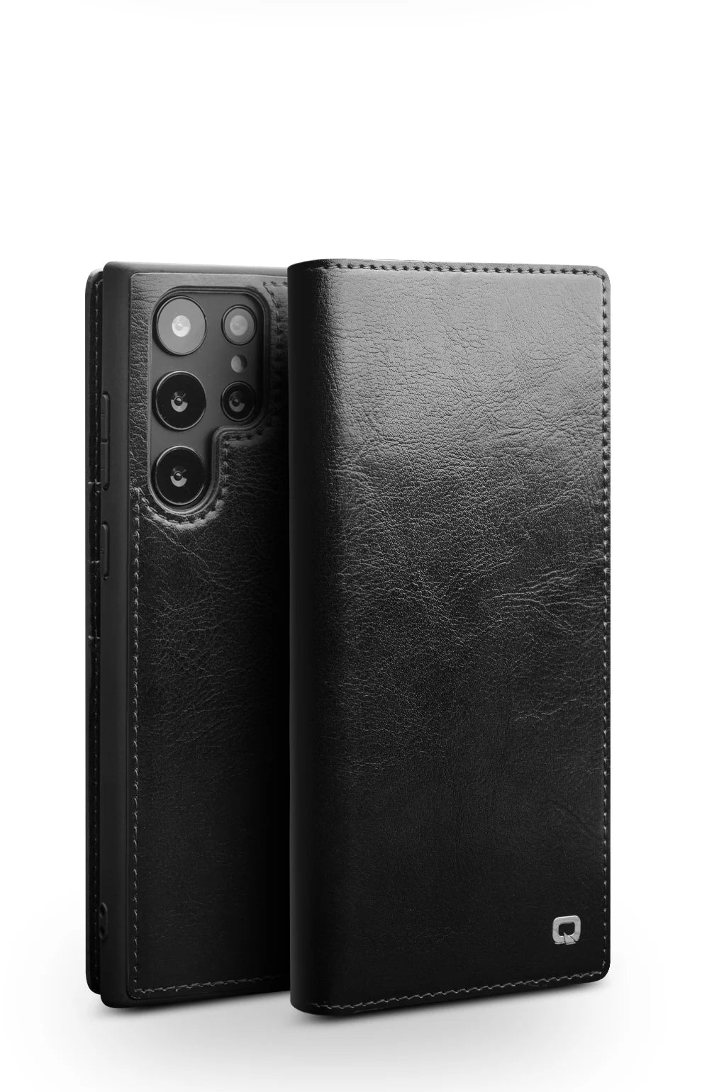 Galaxy S25 Qialino Glossy Genuine Leather Card Slots Retro Wallet