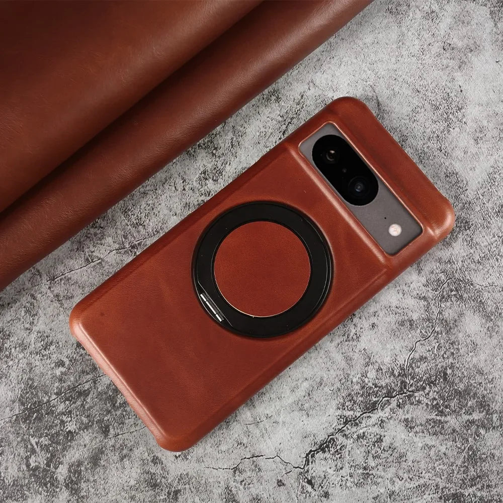 Google Pixel 9 Luxury 360° Rotating Magnetic Leather Case