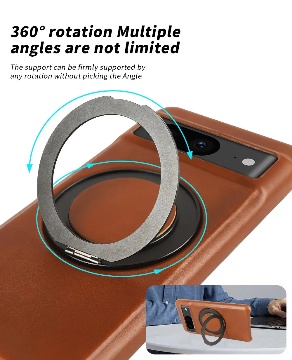 Google Pixel 9 Luxury 360° Rotating Magnetic Leather Case