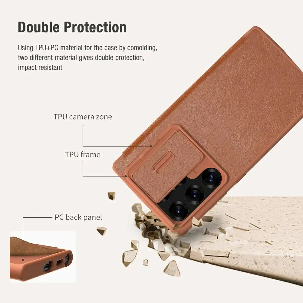 Galaxy S25 Ultra NILLKIN Leather Lens Cover Case