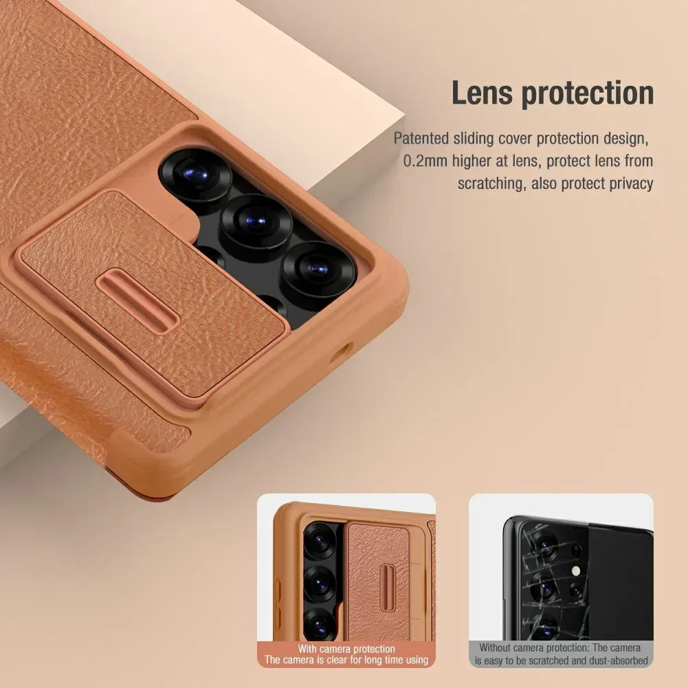 Galaxy S25 Ultra NILLKIN Leather Lens Cover Case