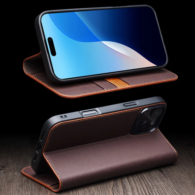 QIALINO Handmade iPhone 16 Pro Genuine Leather Wallet