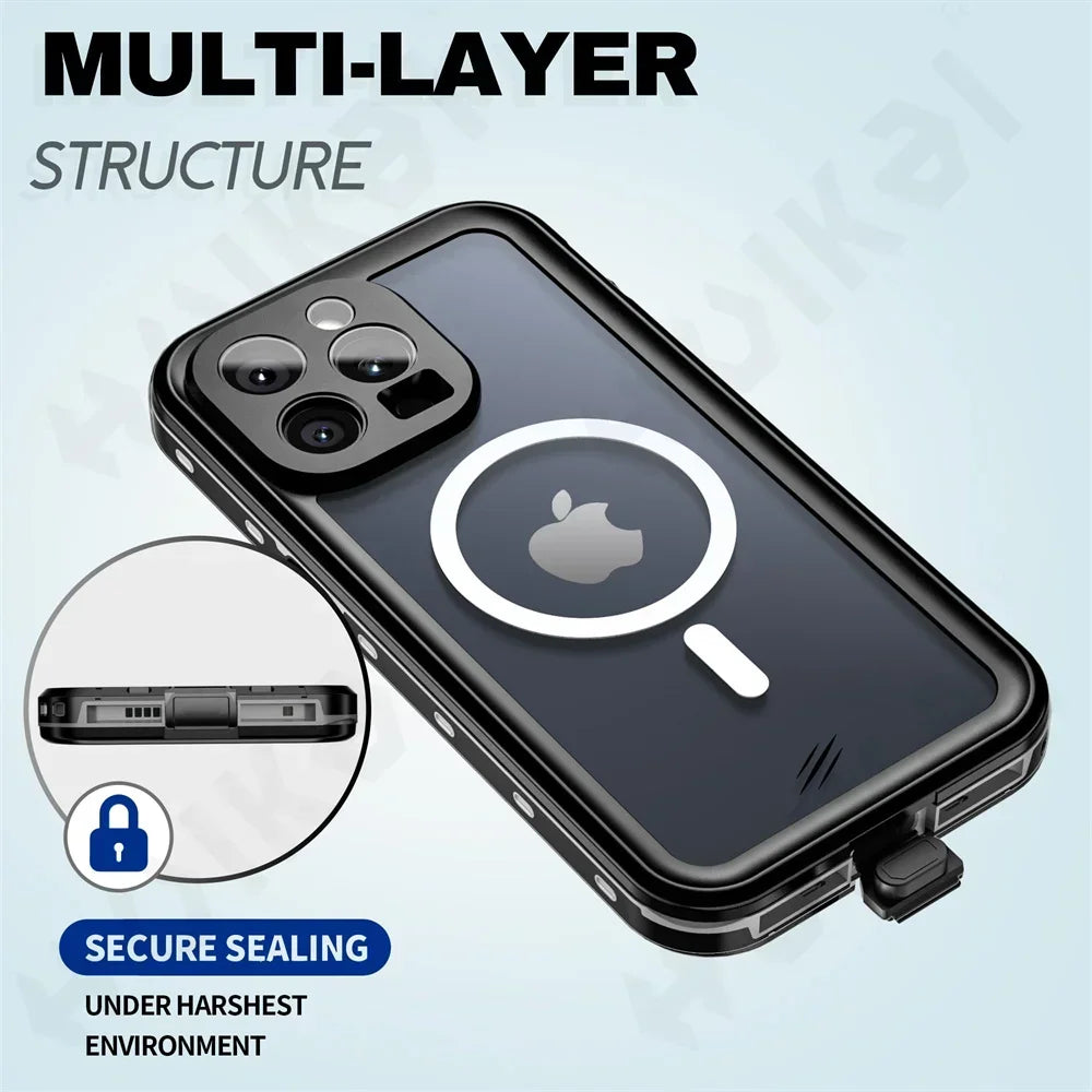 iPhone 16 IP68 Protective Waterproof Magnetic Case