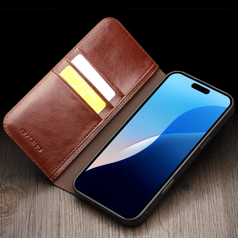 QIALINO iPhone 16 Plus Genuine Leather Case