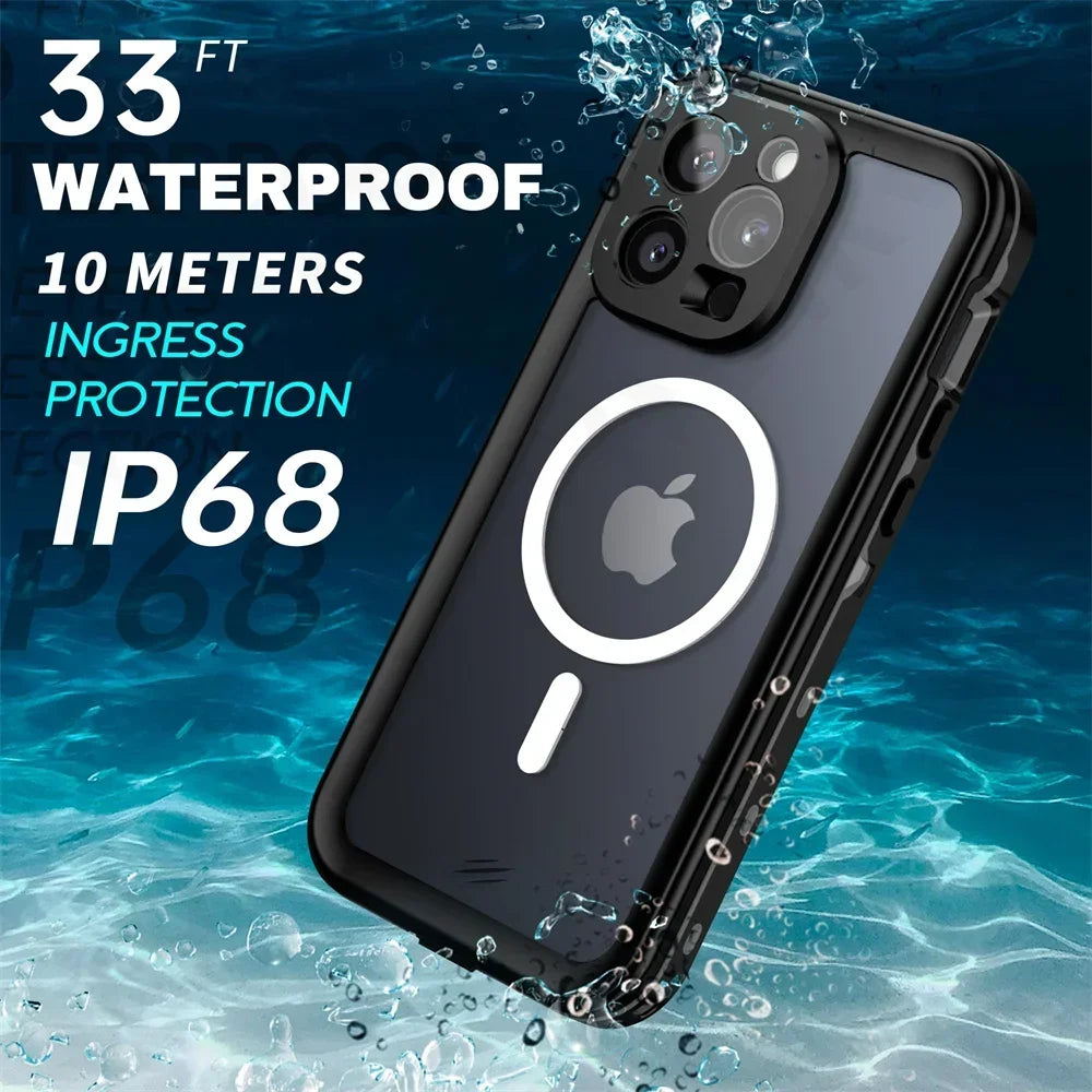 iPhone 16 Pro Max IP68 Protective Waterproof Magnetic Case