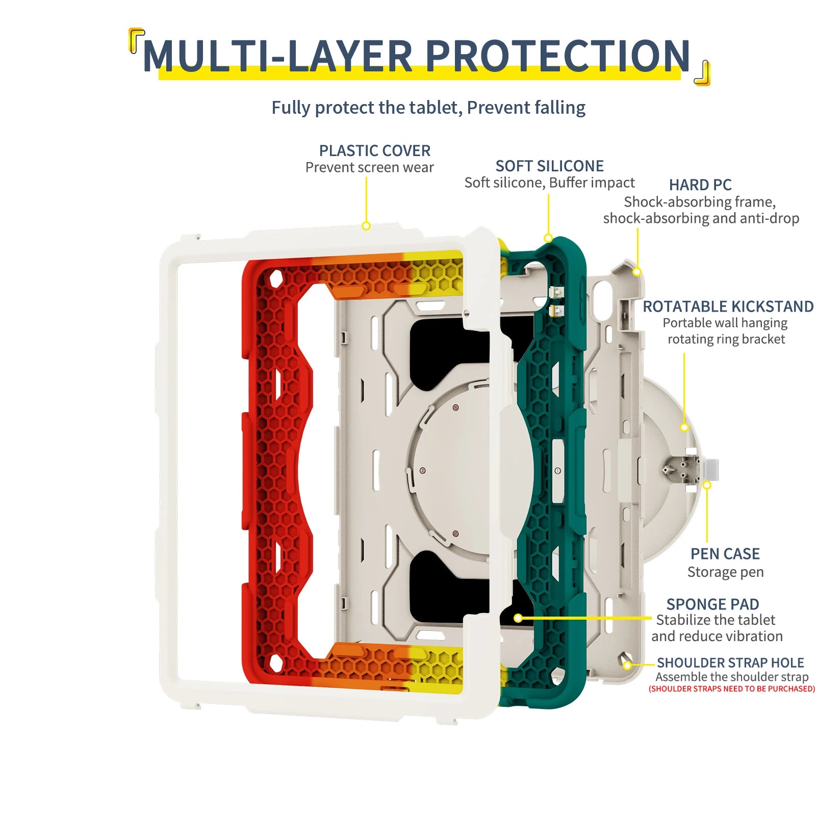 Kids iPad Pro 13 2024 Heavy Duty Rugged Shockproof Stand Case