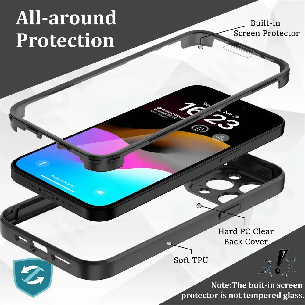 iPhone 16 Pro Full Shockproof Silicone Screen Protection Cover