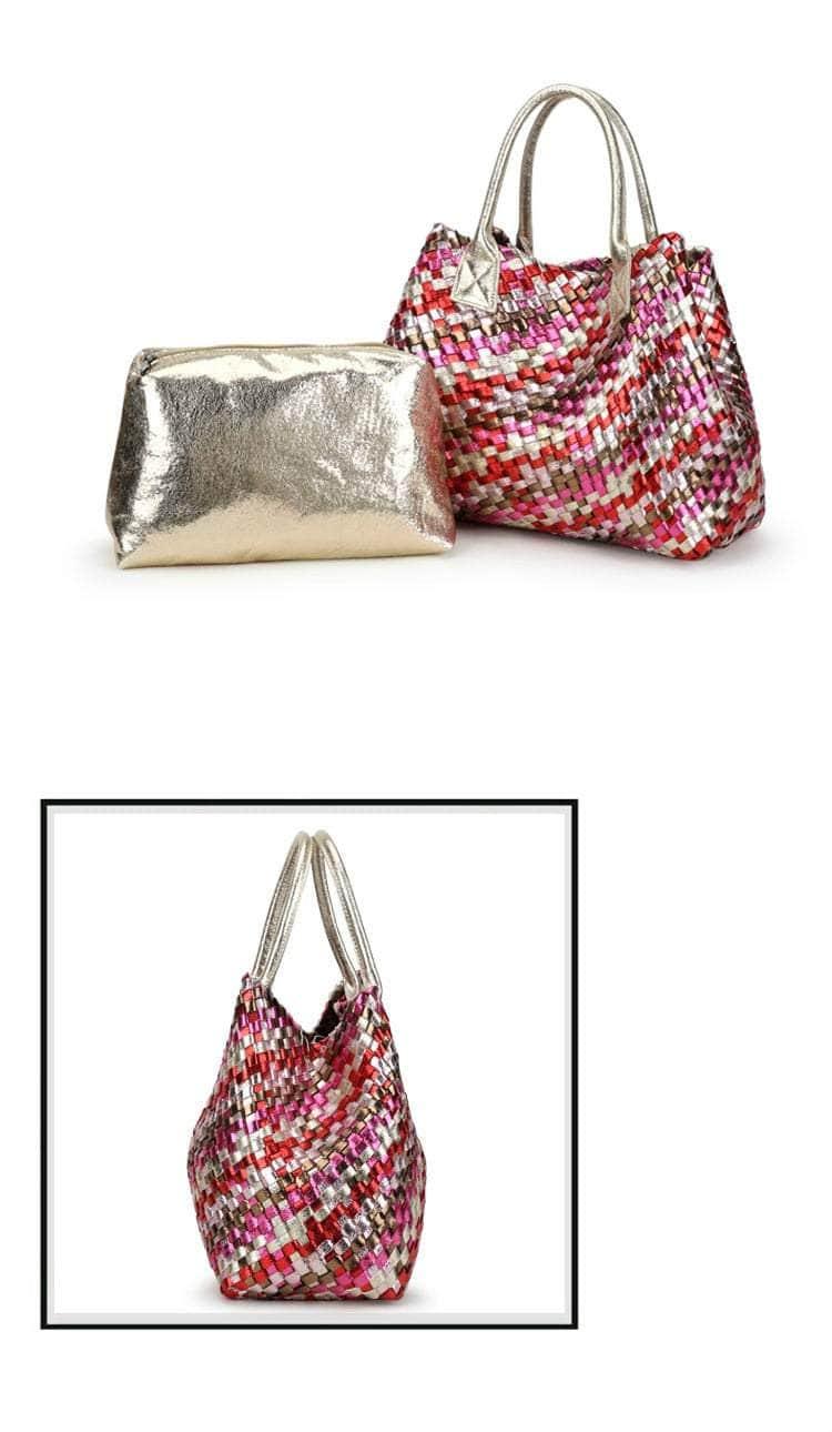 Bling Woven Leather Handbag