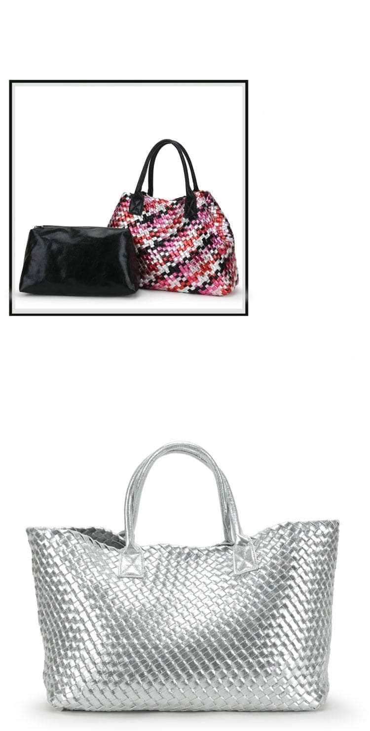 Bling Woven Leather Handbag