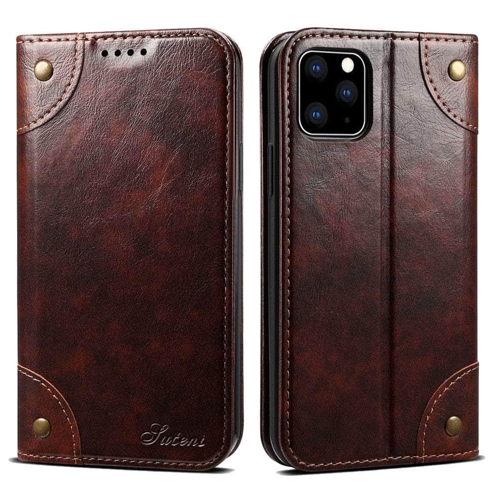 Casebuddy Classic iPhone 15 Wallet Flip Genuine Leather Case