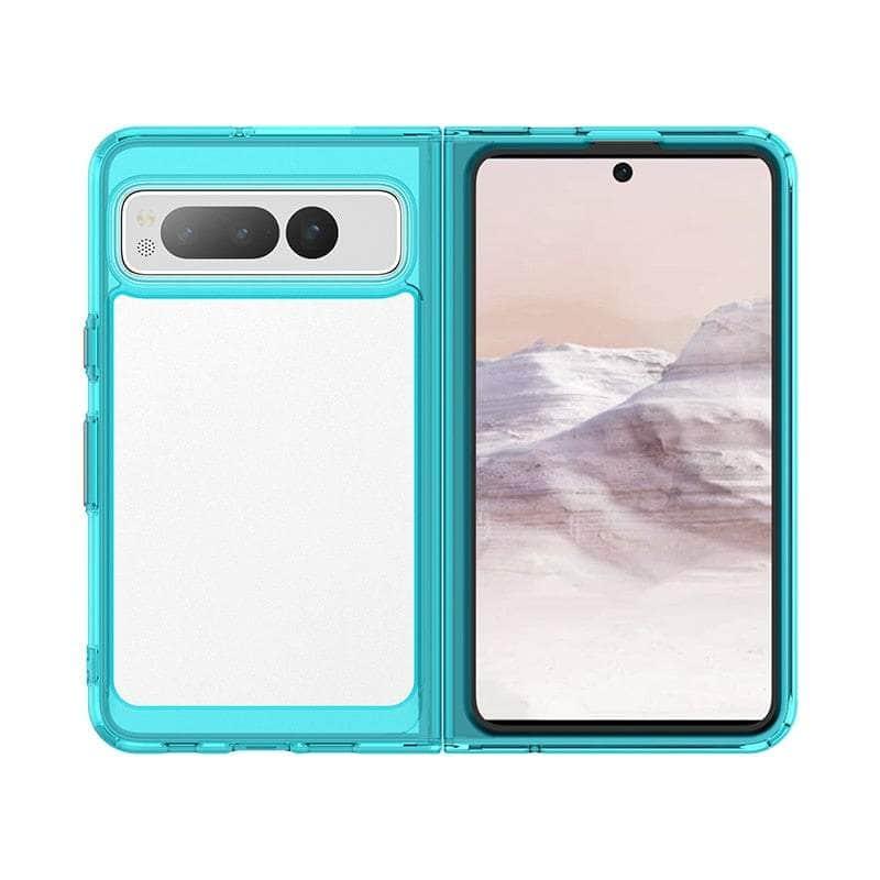 Casebuddy Clear Blue / Google Pixel Fold Colorful Clear Rugged Google Pixel Fold Case