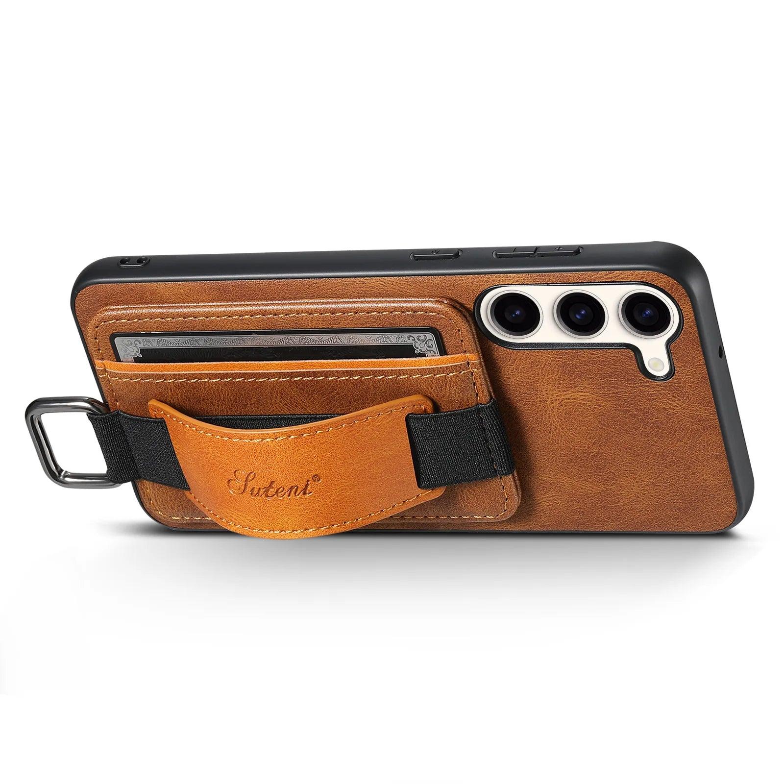 Galaxy S24 Leather Bracket Wristband Case