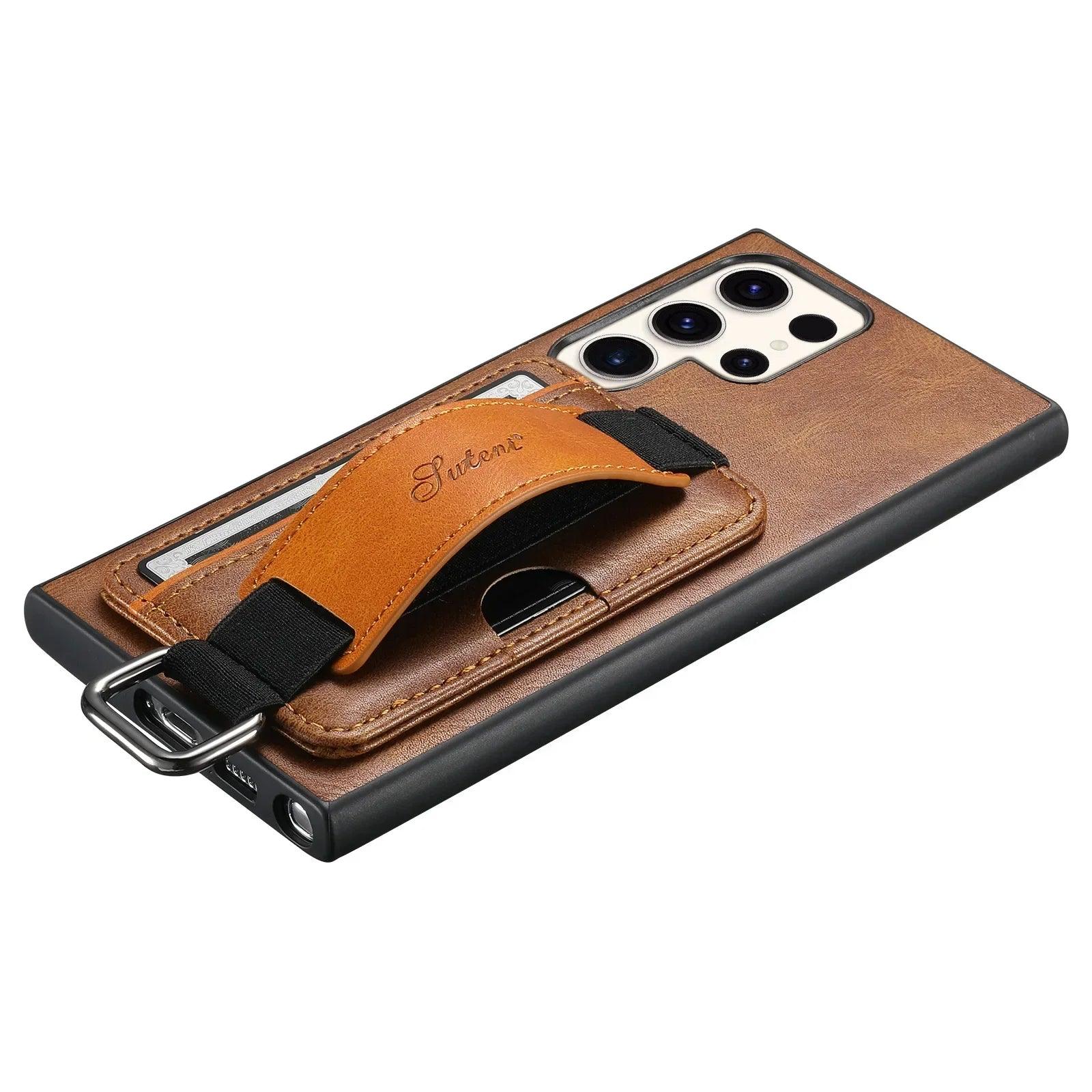 Galaxy S24 Leather Bracket Wristband Case