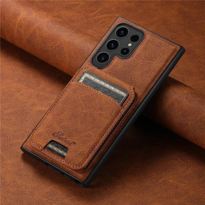 Galaxy S24 Plus Card Holder Vegan Leather Magnetic Pocket