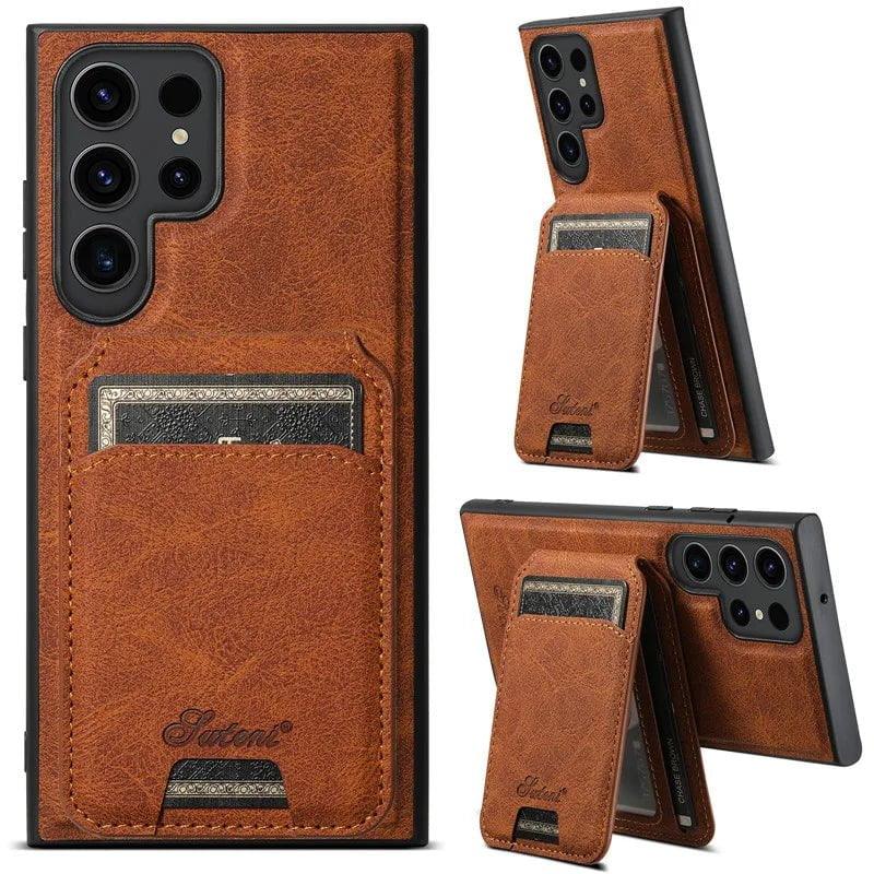 Galaxy S24 Plus Card Holder Vegan Leather Magnetic Pocket