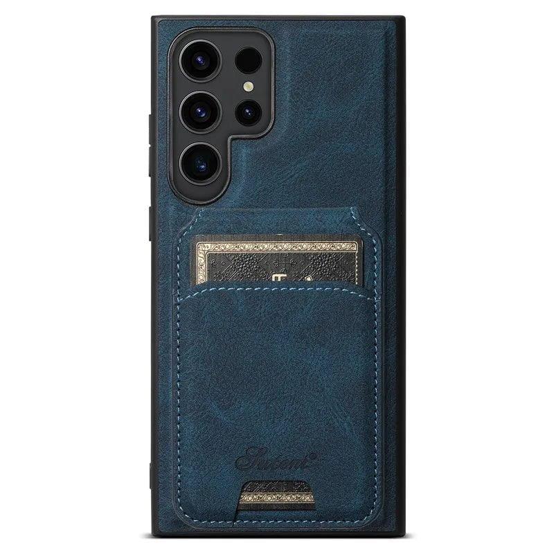 Casebuddy Blue / S24 Ultra Galaxy S24 Ultra Card Holder Vegan Leather Magnetic Pocket