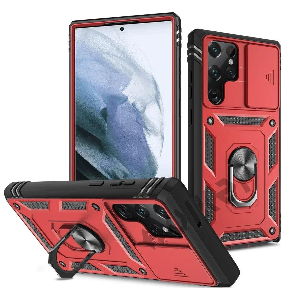 Casebuddy Red / Samsung S24 Ultra Galaxy S24 Ultra Heavy Duty Ring Kickstand Cover