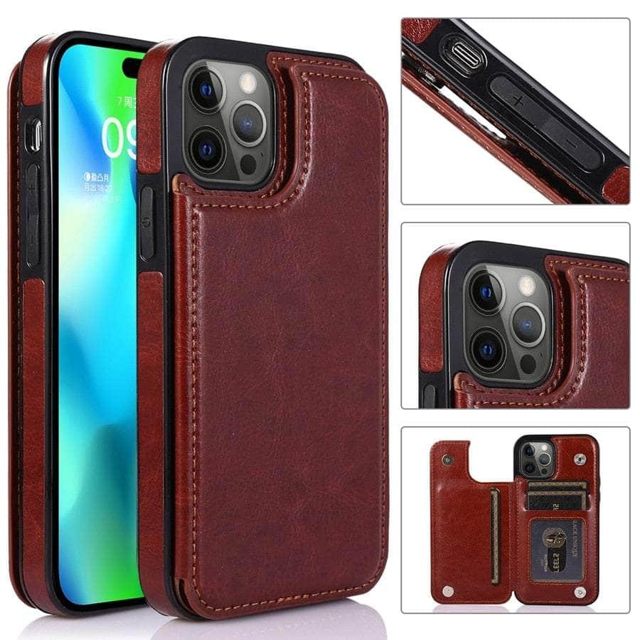 Casebuddy iPhone 15 Plus Wallet Double Button Card Stand