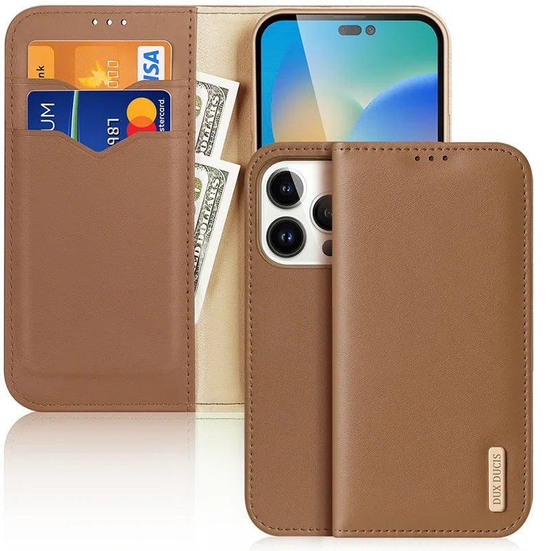 Casebuddy iPhone 15 Pro Dux Ducis Luxury Genuine Leather Wallet