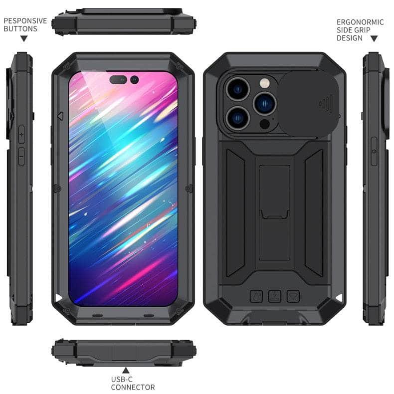 Casebuddy iPhone 15 Pro Full Body Rugged Armor Shockproof Metal Cover