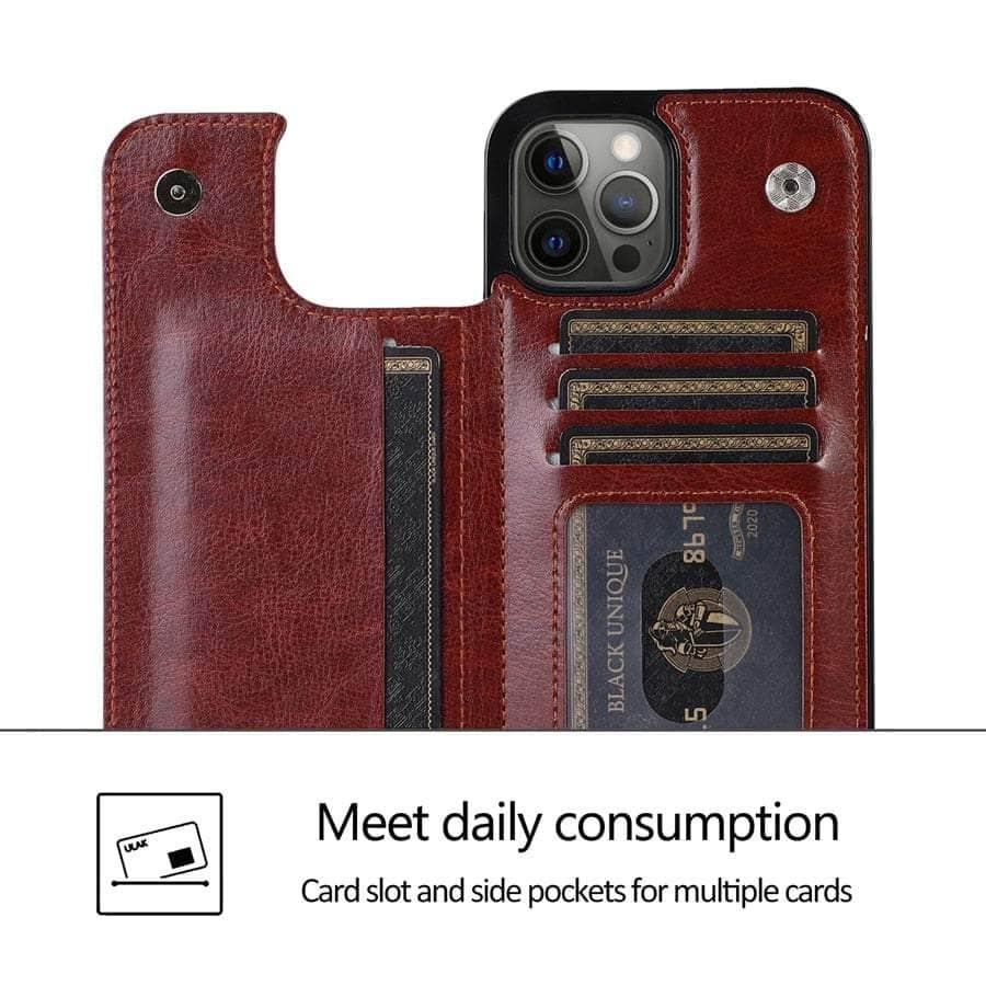 Casebuddy iPhone 15 Pro Wallet Double Button Card Stand