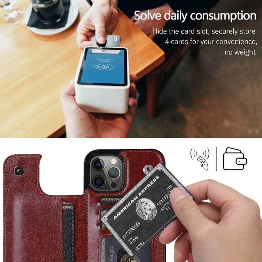 Casebuddy iPhone 15 Wallet Double Button Card Stand