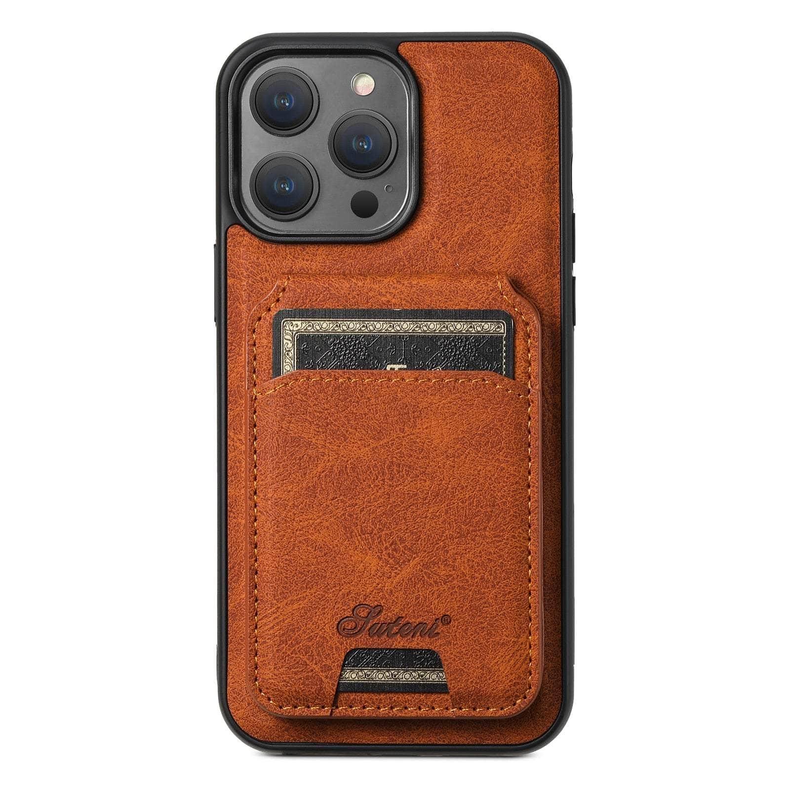 Casebuddy Magnetic iPhone 15 Leather Card Case