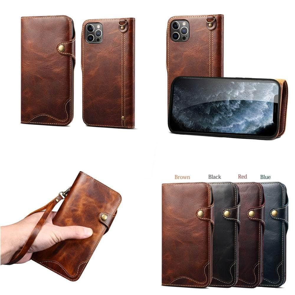 Casebuddy Real Leather iPhone 15 Pro Max Vintage Card Case