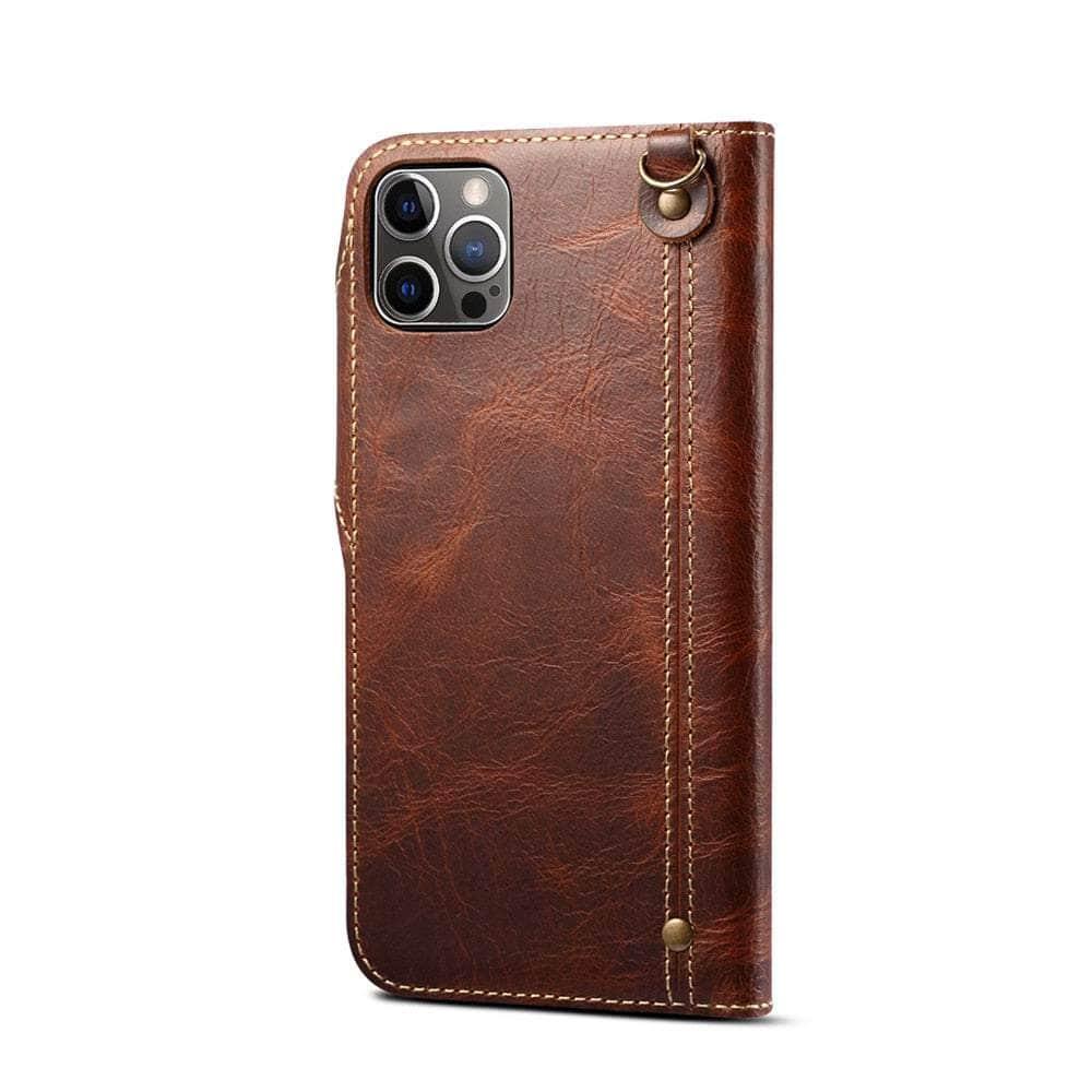 Casebuddy Real Leather iPhone 15 Pro Max Vintage Card Case