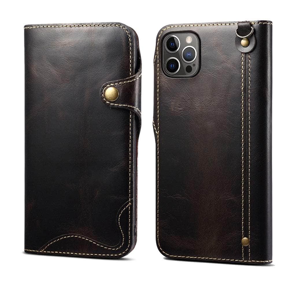 Casebuddy Real Leather iPhone 15 Pro Max Vintage Card Case