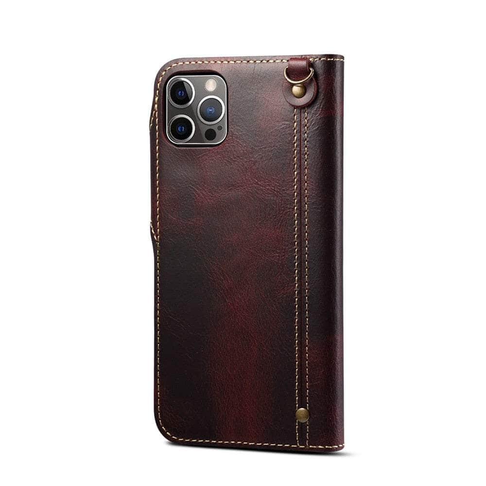 Casebuddy Real Leather iPhone 15 Pro Max Vintage Card Case