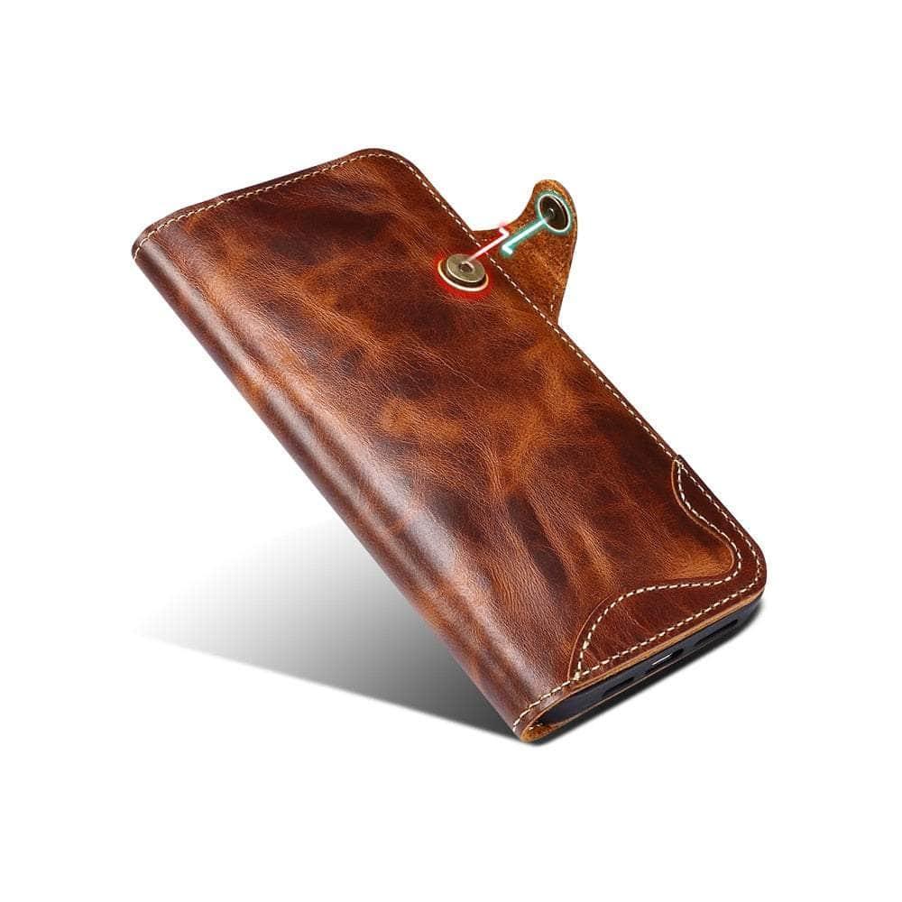 Casebuddy Real Leather iPhone 15 Pro Max Vintage Card Case