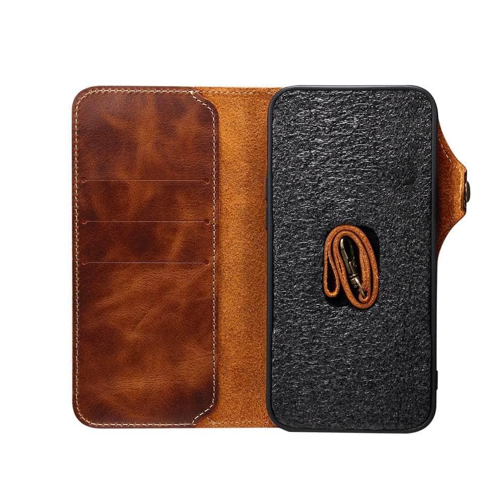 Casebuddy Real Leather iPhone 15 Pro Max Vintage Card Case