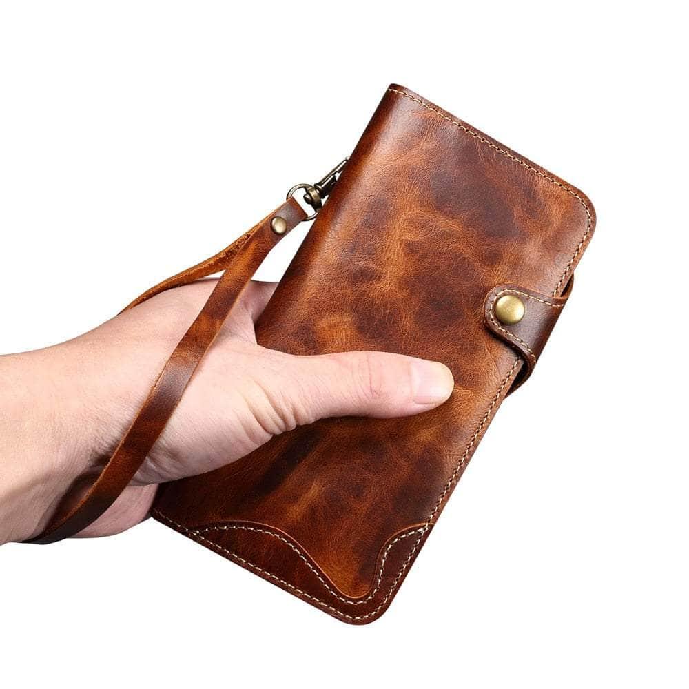 Casebuddy Real Leather iPhone 15 Pro Max Vintage Card Case