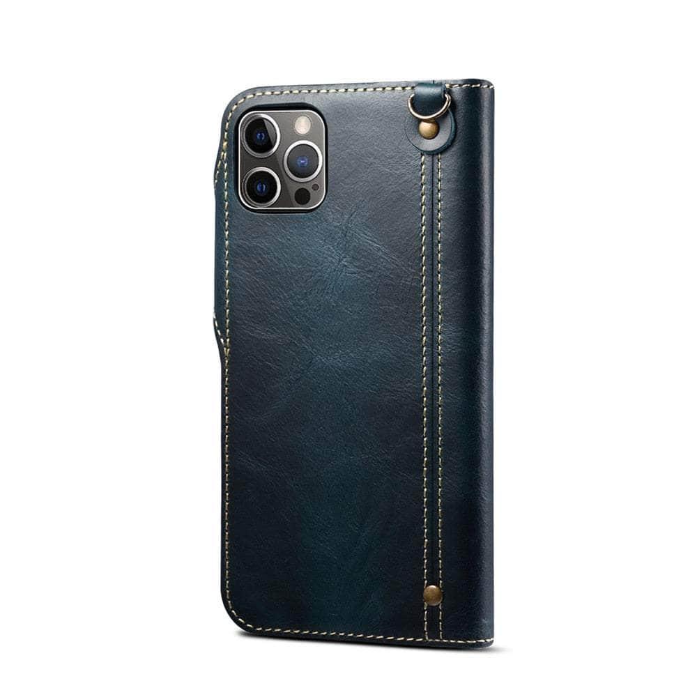 Casebuddy Real Leather iPhone 15 Pro Max Vintage Card Case