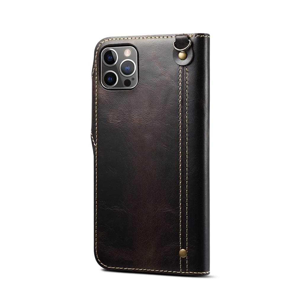 Casebuddy Real Leather iPhone 15 Pro Max Vintage Card Case