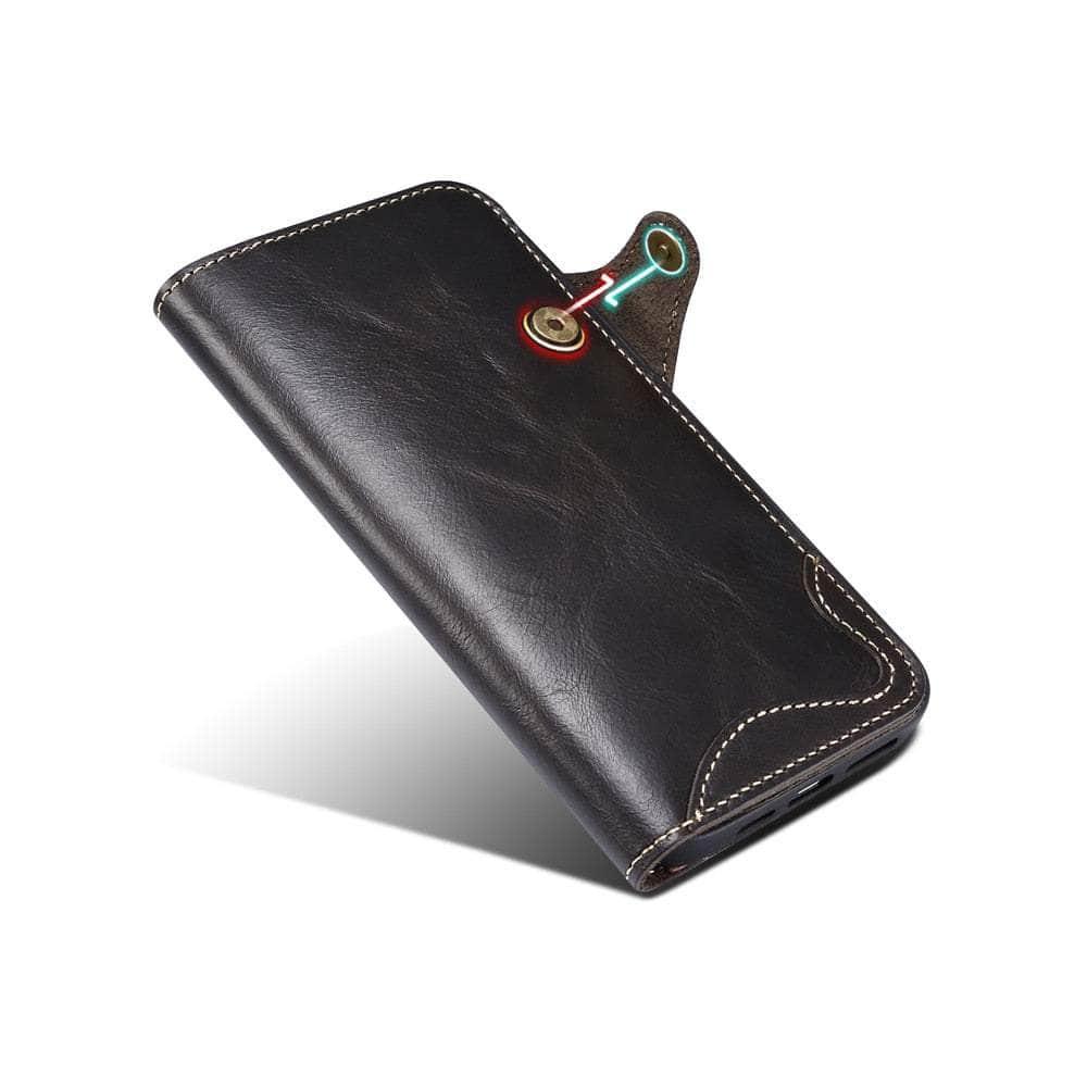 Casebuddy Real Leather iPhone 15 Pro Max Vintage Card Case