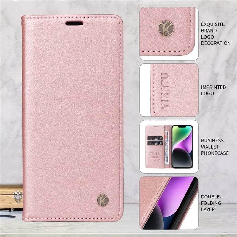 Casebuddy Rose Gold / for Galaxy A14 5G Samsung Galaxy A14 Flip Vegan Leather Case