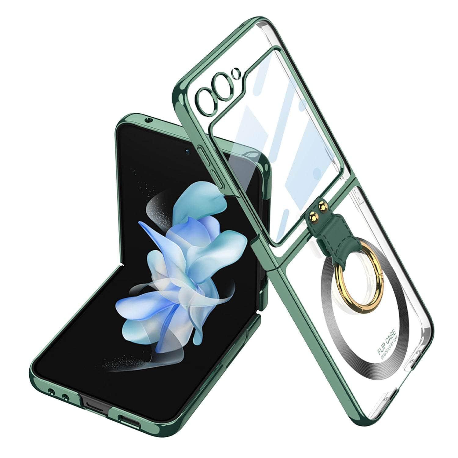 Casebuddy Green / Galaxy Z Flip 5 Transparent Galaxy Z Flip 5 Ring Stand