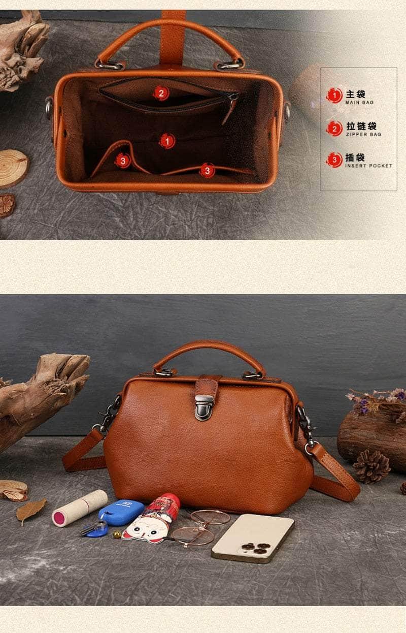 Vintage Genuine Leather Small Women Handbag