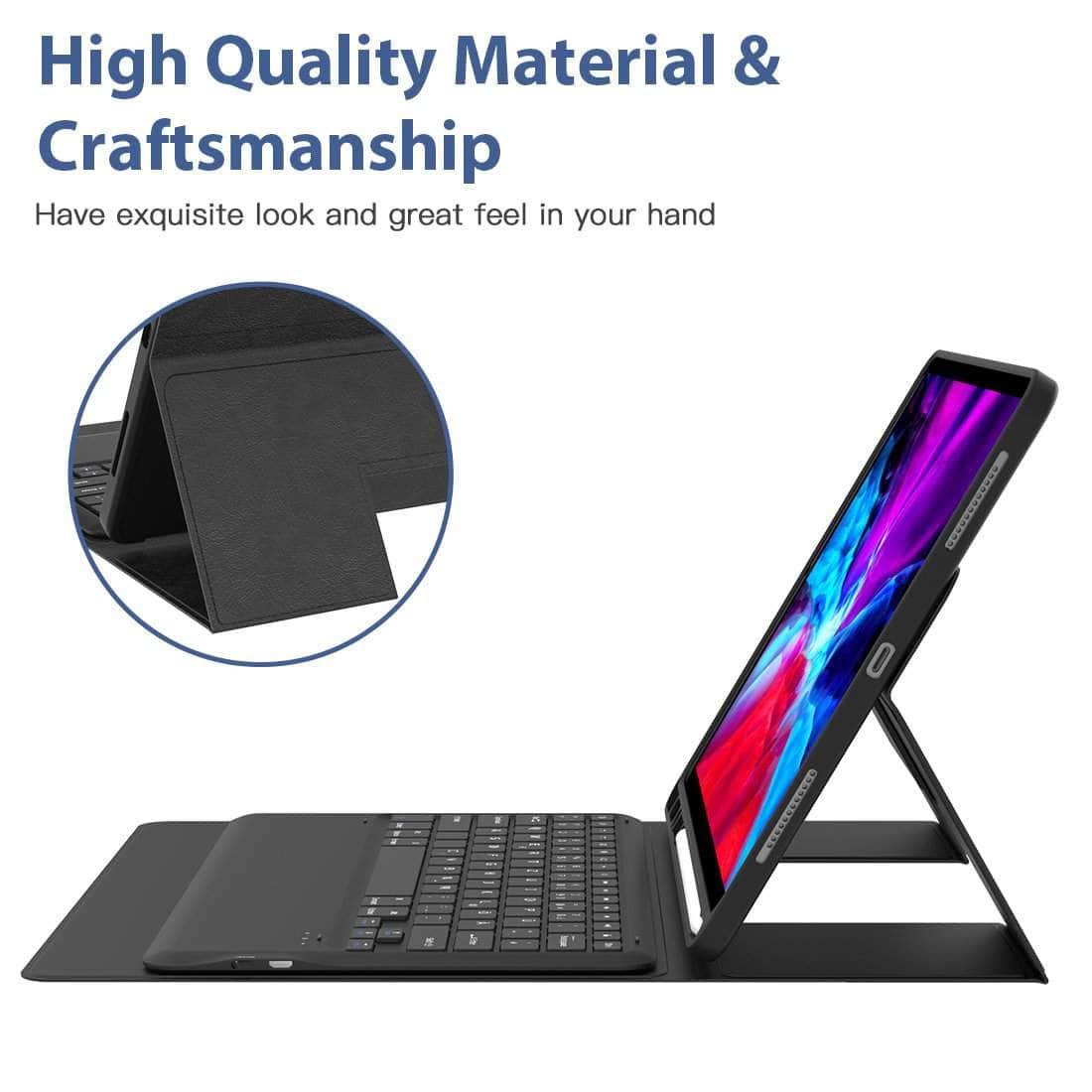 iPad Pro 12.9 2020 Bluetooth Keyboard Pen Holder Leather Tablet Protective Smart Case - CaseBuddy